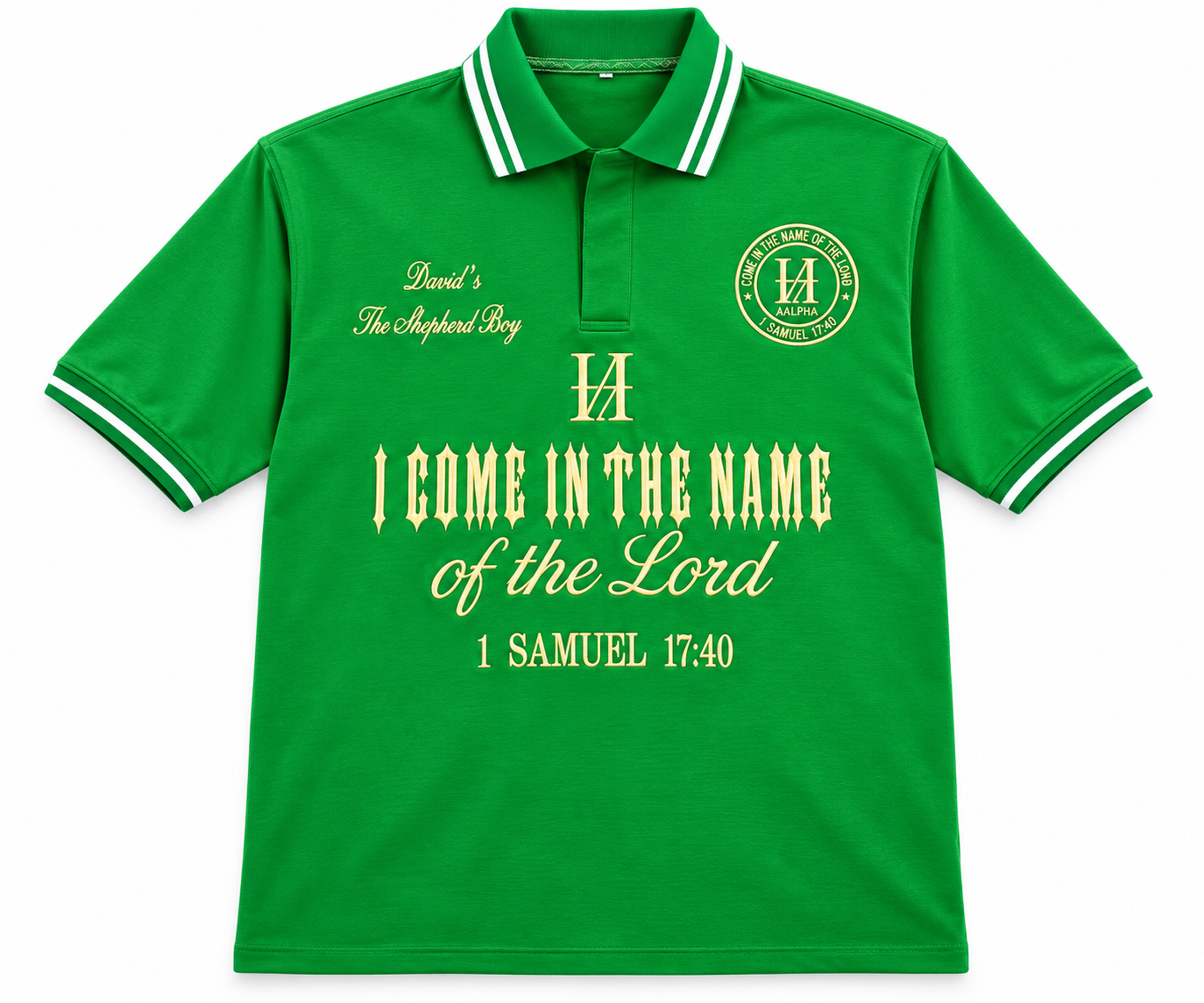 5 Stones I come in the name of the Lord short sleeve Polo