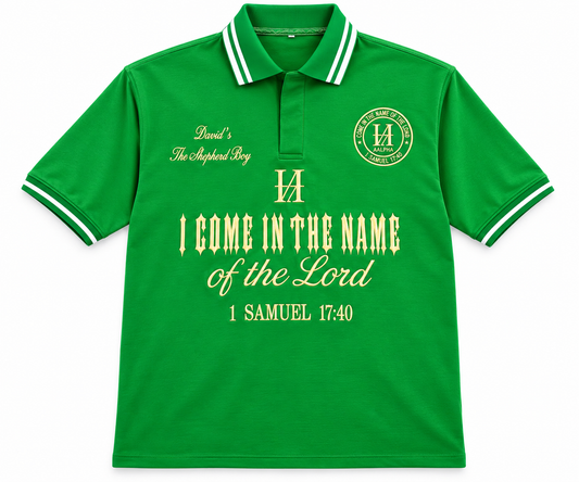 5 Stones I come in the name of the Lord short sleeve Polo