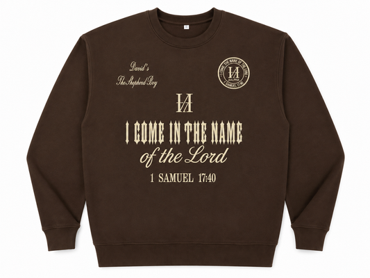 5 Stones "I come in the name of the Lord" Long Sleeve Crewneck Sweater