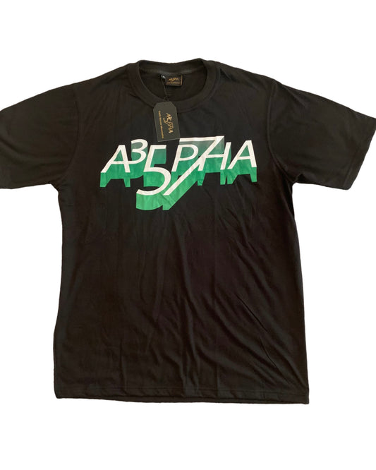 Alpha Shadow Logo Tee. Alpha Green
